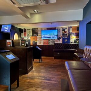 The interactive dart area in the common room Sheffield
