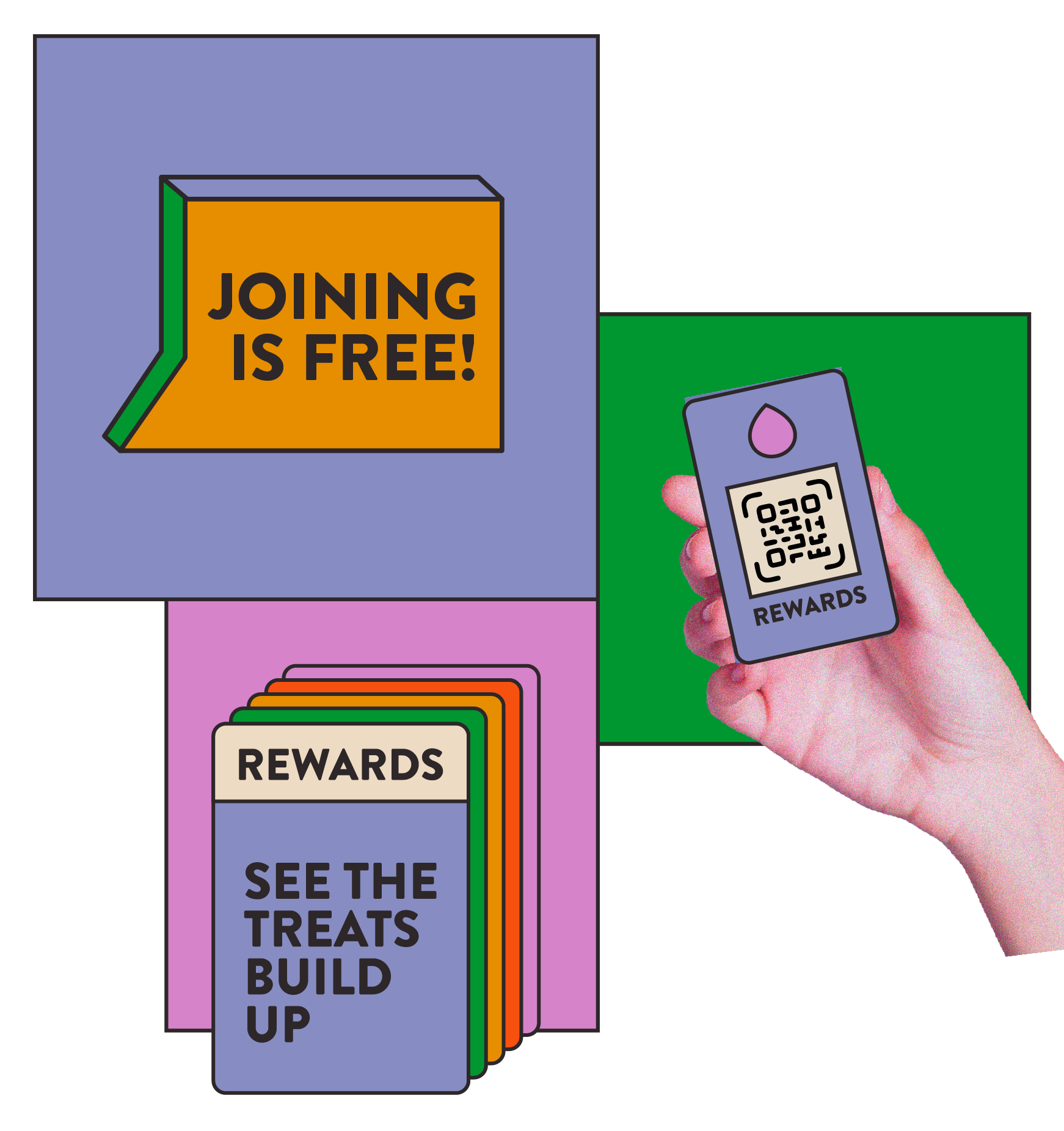 Joining is free graphic True North Rewards, join for free and get rewards. Customer loyalty scheme.